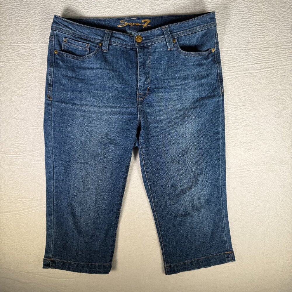 Seven7 Audrey Skimmer Jeans Womens Blue Capri Sz 14 Pants Stretch Mid Rise Denim